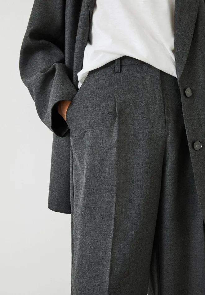 Hush Trousers Women Carla Tailored Wide Leg Wool Blend Trousers Charcoal Marl Hush Trousers Women Carla Tailored Wide Leg Wool Blend Trousers Charcoal Marl