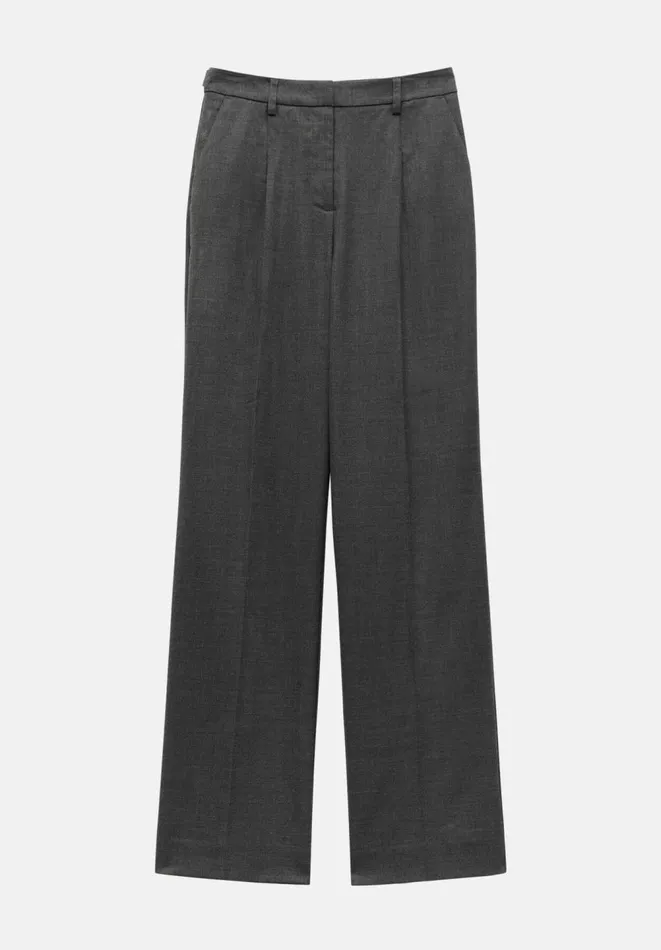 Hush Trousers Women Carla Tailored Wide Leg Wool Blend Trousers Charcoal Marl Hush Trousers Women Carla Tailored Wide Leg Wool Blend Trousers Charcoal Marl