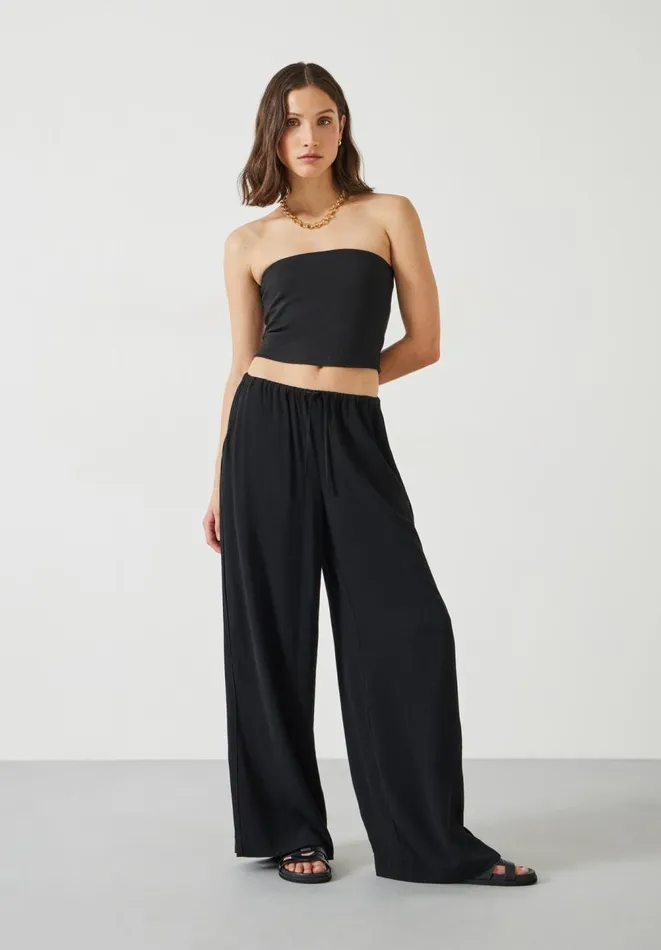 Hush Trousers Women Lyra Oversized Tie Waist Trousers Black