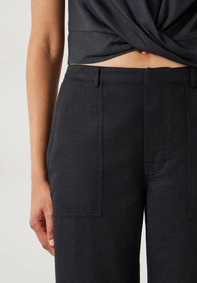 Hush Trousers Women Raye Linen Straight Leg Trousers Black Hush Trousers Women Raye Linen Straight Leg Trousers Black