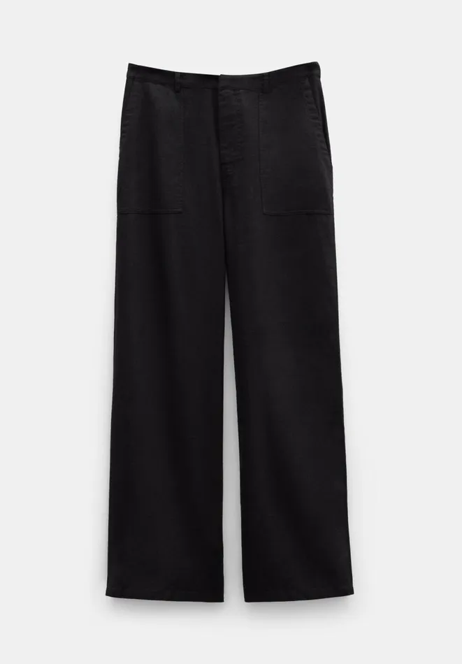 Hush Trousers Women Raye Linen Straight Leg Trousers Black Hush Trousers Women Raye Linen Straight Leg Trousers Black