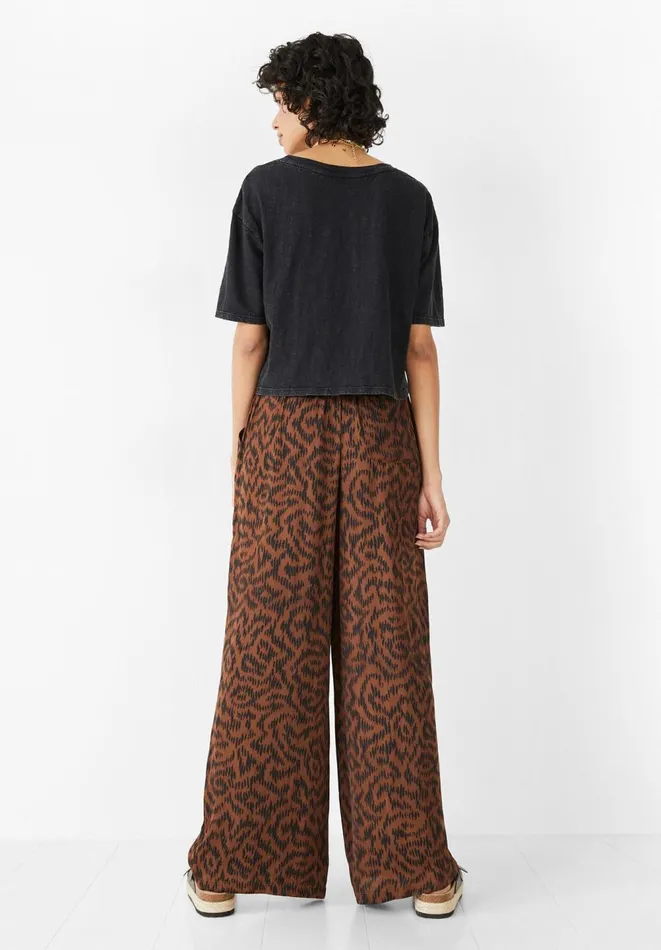 Hush Trousers Women Satin Printed Wide Trousers Abstract Ikat Brown Hush Trousers Women Satin Printed Wide Trousers Abstract Ikat Brown