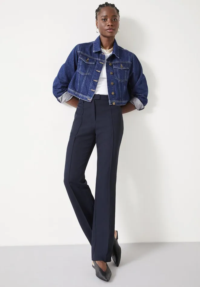 Hush Trousers Women Slim Leg Pintuck Trousers Midnight Navy