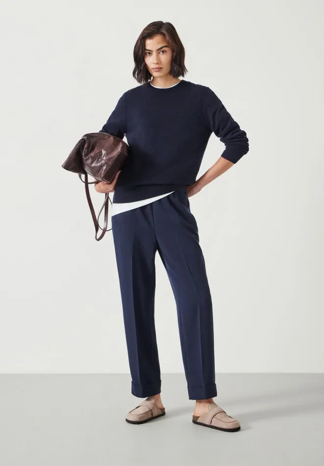 Hush Trousers Women Slim Pull On Suit Trousers Navy
