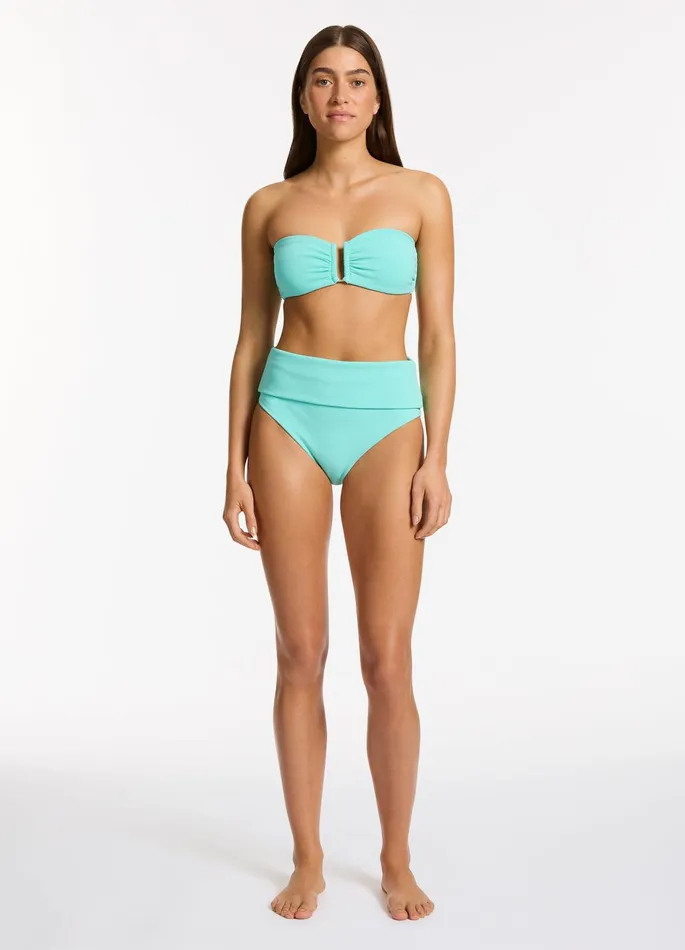 Isla Rib Fold Down High Waisted Bikini Bottom Dolce Women JETS Australia High Waist Bikini Bottoms