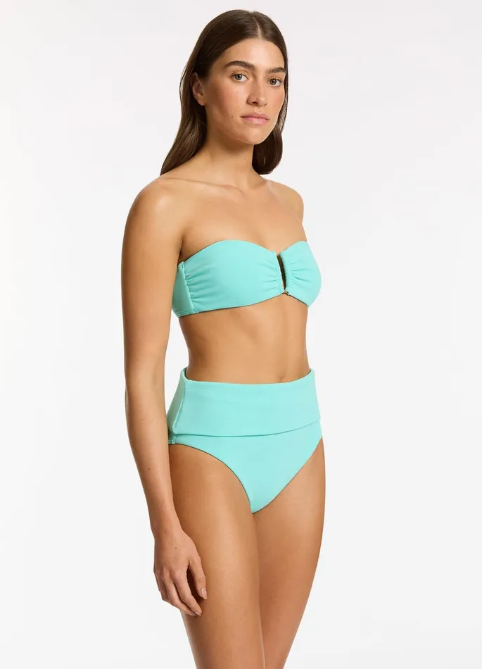 Isla Rib Fold Down High Waisted Bikini Bottom Dolce Women JETS Australia High Waist Bikini Bottoms