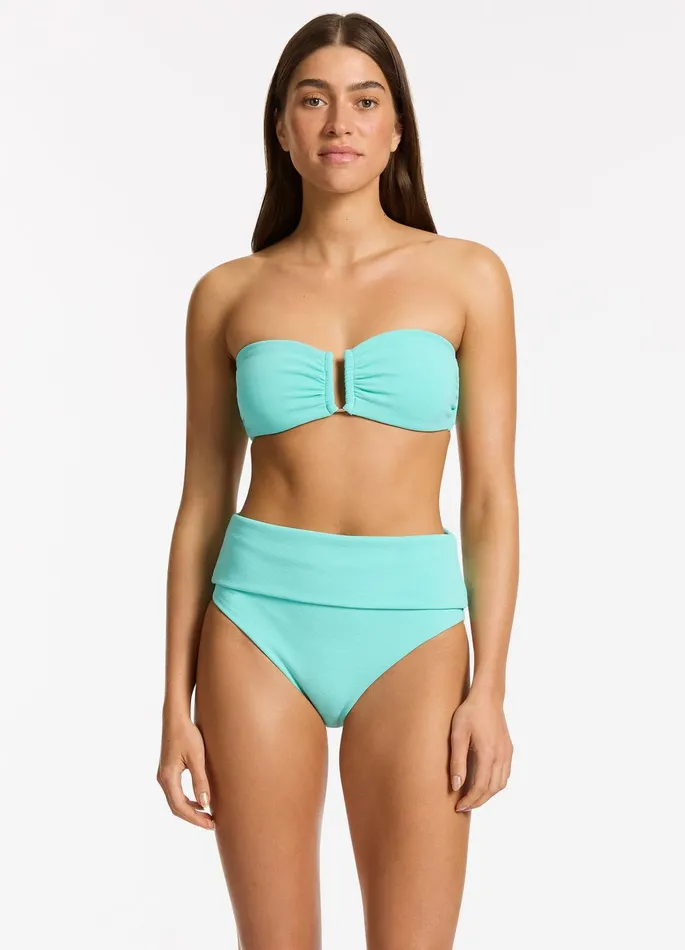 Isla Rib Fold Down High Waisted Bikini Bottom Dolce Women JETS Australia High Waist Bikini Bottoms