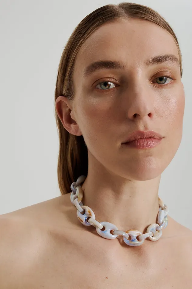 ITALIAN RESIN MARINER CHOKER MARBLE Jewelry Scanlan Theodore Women
