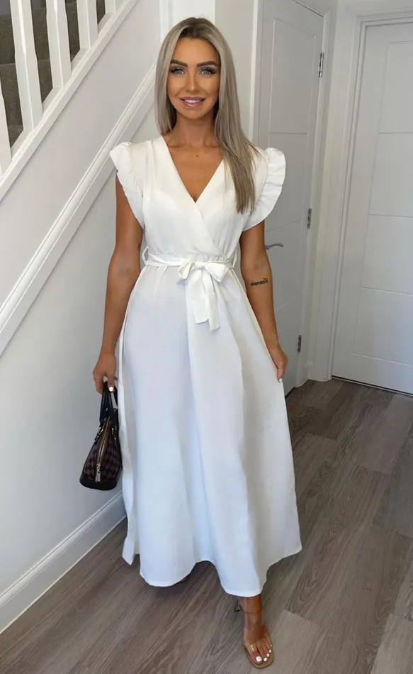 Ivory Makayla Wrap Strappy Maxi Dress Women Missfiga Wrap Dresses