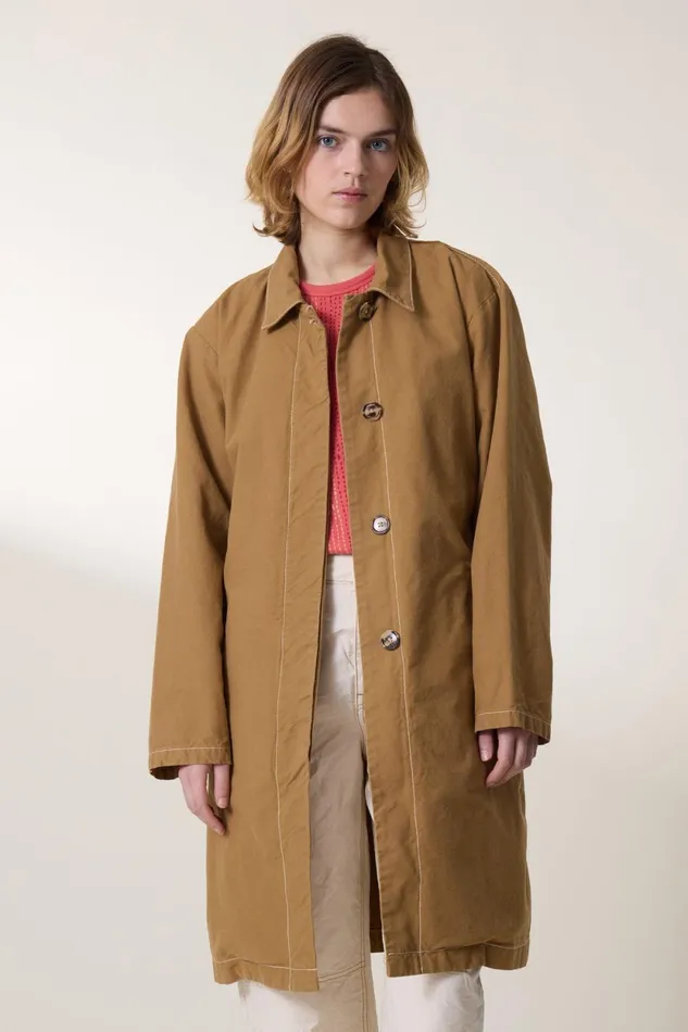 Jackets and Coats Women Leon and Harper Trench Avumia Plain Mustard