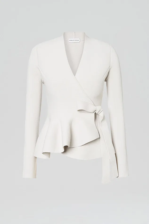 Jackets Scanlan Theodore Women CREPE KNIT WRAP JACKET CREAM