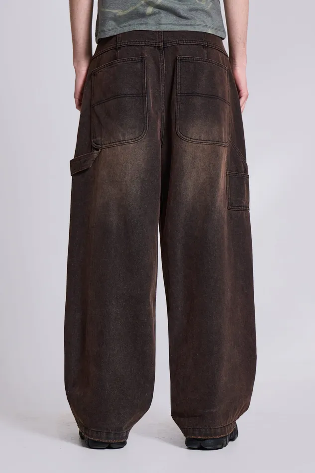 Jaded London Denim Men Shop Brown Colossus Carpenter Jeans
