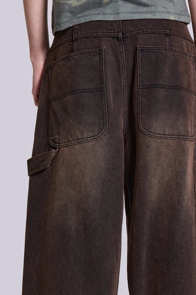 Jaded London Denim Men Shop Brown Colossus Carpenter Jeans