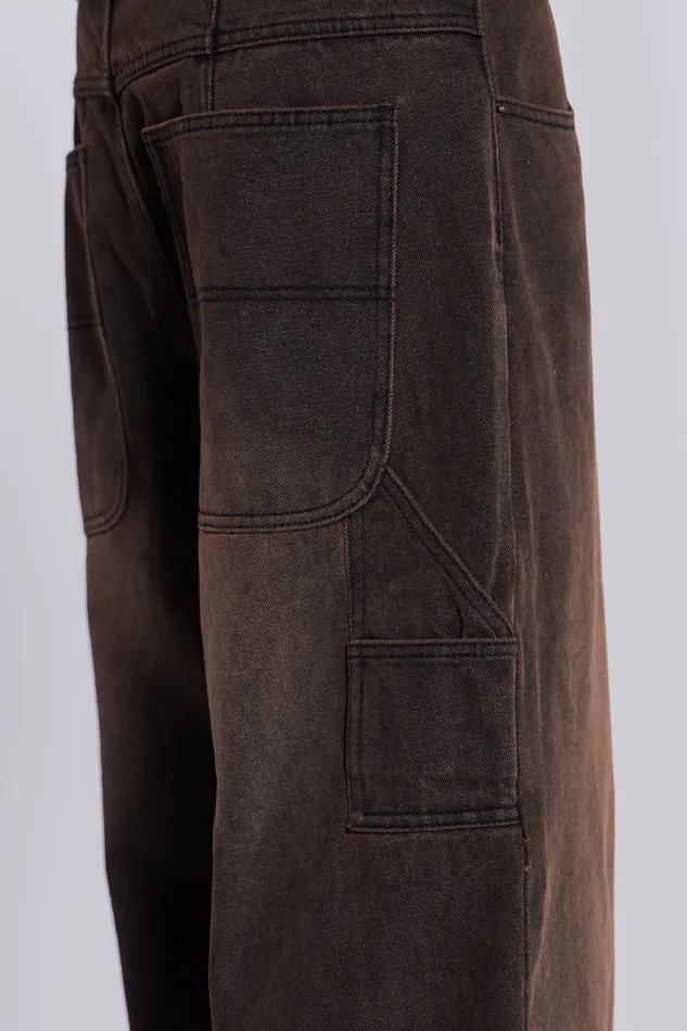 Jaded London Denim Men Shop Brown Colossus Carpenter Jeans