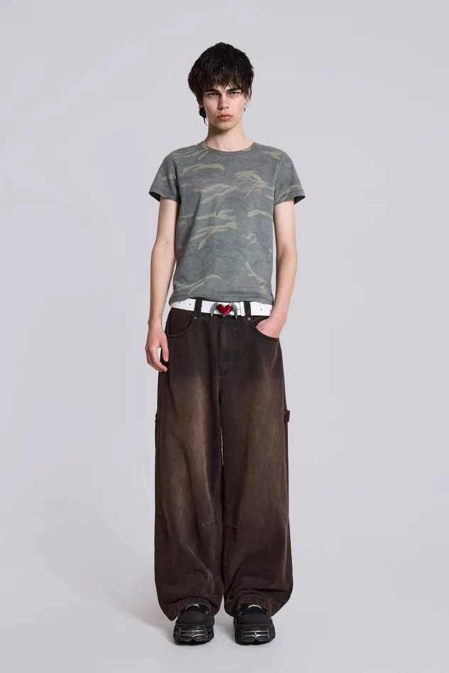 Jaded London Denim Men Shop Brown Colossus Carpenter Jeans