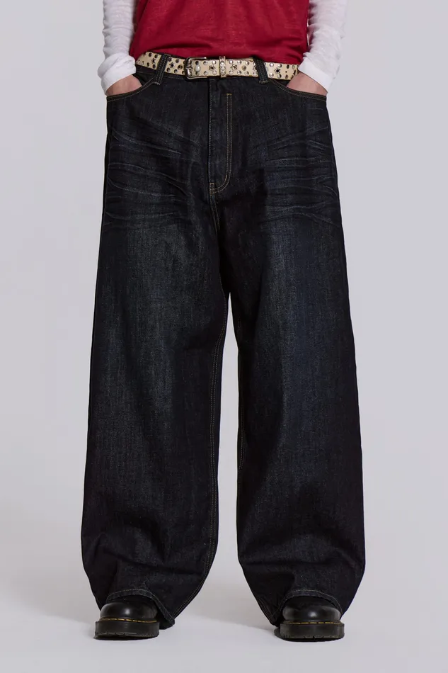 Jaded London Shop Creased Indigo XL Colossus Jeans Men Denim