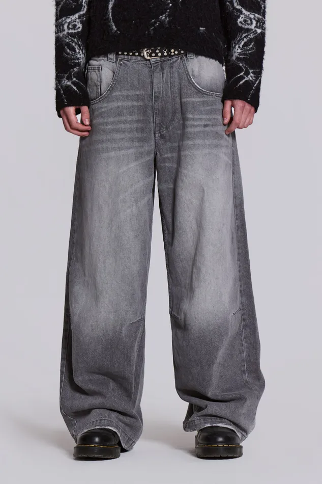 Jaded London Shop Washed Grey Colossus Jeans Men Denim