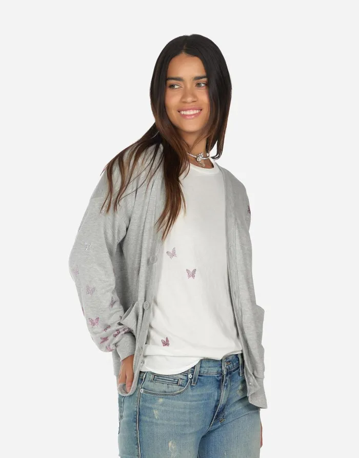 Jamila Butterfly Lip Heather Grey Women039s Lauren Moshi Sweaters and Knits