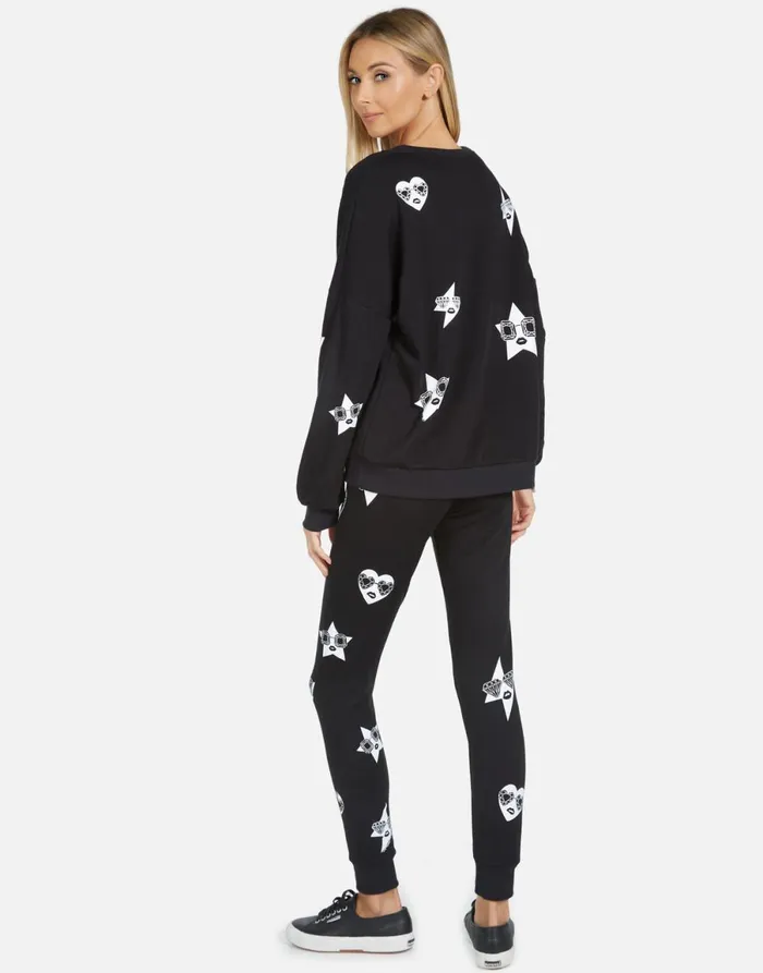 Jess Bling Face Black Women039s Lauren Moshi Long Sweatpants