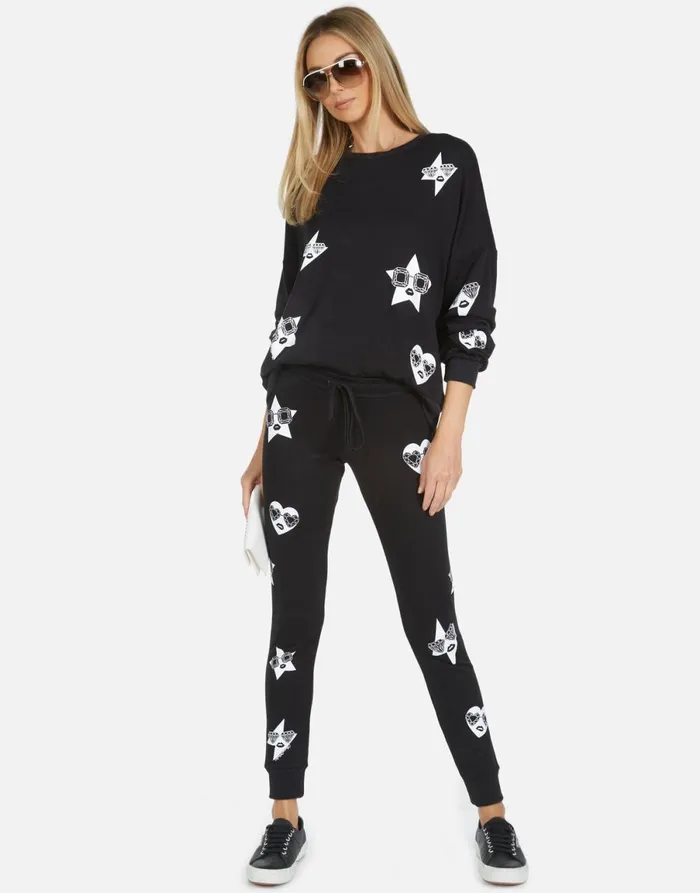 Jess Bling Face Black Women039s Lauren Moshi Long Sweatpants
