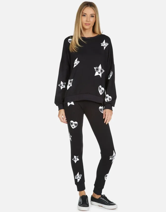 Jess Bling Face Black Women039s Lauren Moshi Long Sweatpants