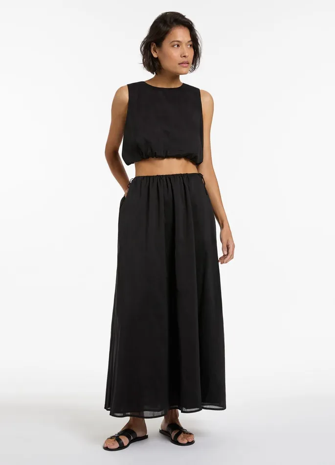 Jetset Gathered Maxi Skirt Black Women JETS Australia Skirts and Sarongs