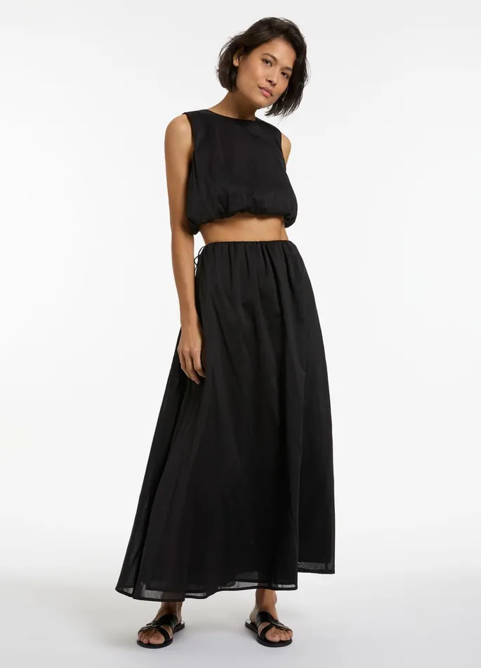 Jetset Gathered Maxi Skirt Black Women JETS Australia Skirts and Sarongs