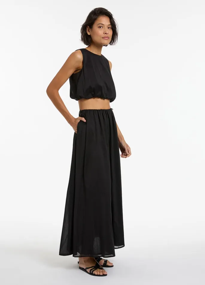 Jetset Gathered Maxi Skirt Black Women JETS Australia Skirts and Sarongs