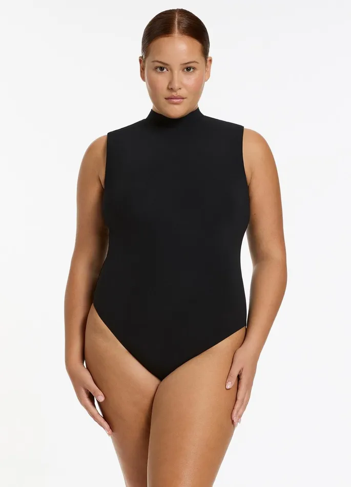 Jetset Sleeveless High Neck One Piece Black Women JETS Australia High Neck One Piece