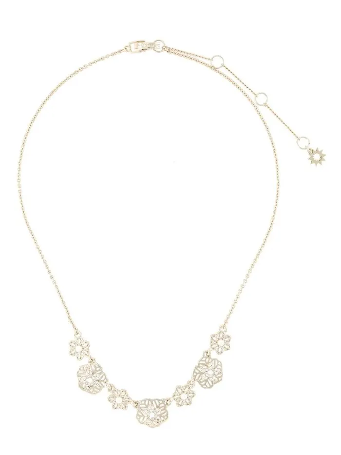 Jewelry Marchesa Necklaces Flower Filigree Charm Necklace Gold