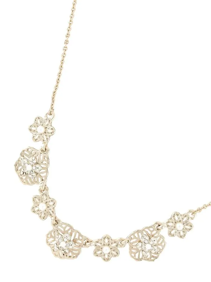 Jewelry Marchesa Necklaces Flower Filigree Charm Necklace Gold