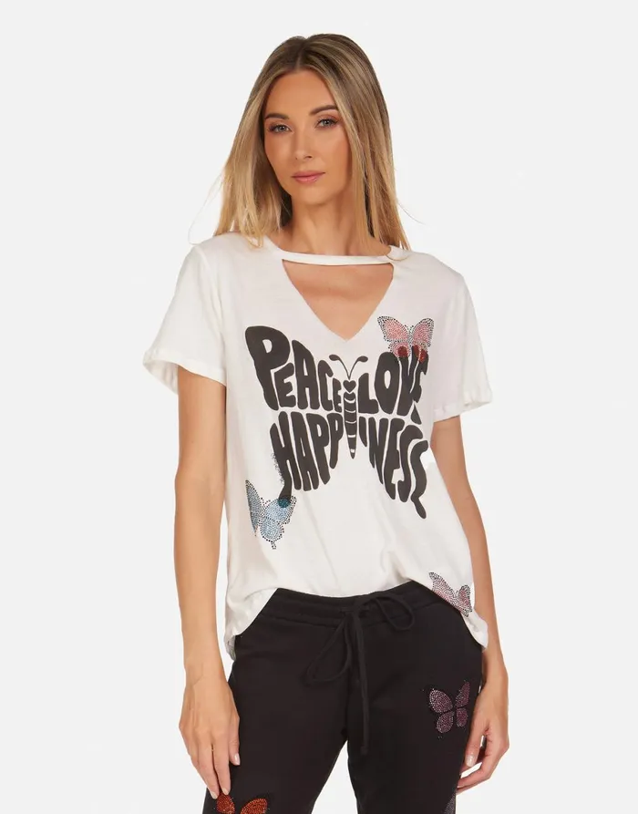 Jhene Crystal Love Butterfly Milk Women039s Lauren Moshi Short Sleeve