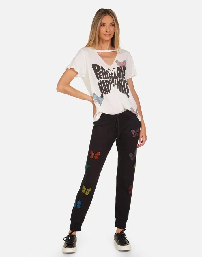 Jhene Crystal Love Butterfly Milk Women039s Lauren Moshi Short Sleeve