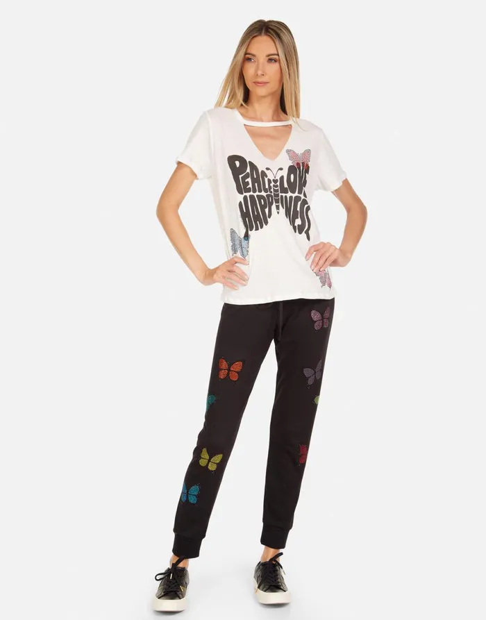 Jhene Crystal Love Butterfly Milk Women039s Lauren Moshi Short Sleeve