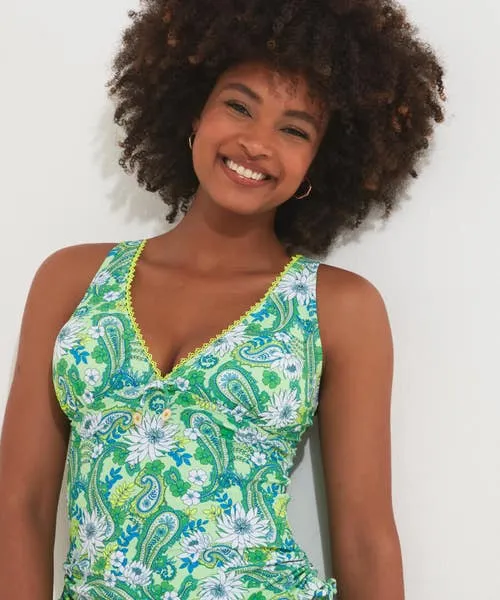 Joebrowns Coconut Bay Tankini Top Green Multi Apparel Swimwear