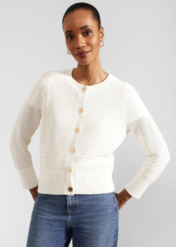 Jumpers and Cardigans Women HOBBS Florentina Cotton Cardigan Ivory
