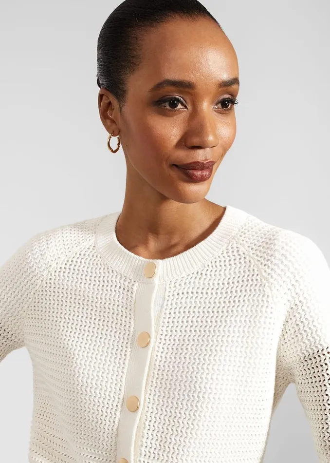Jumpers and Cardigans Women HOBBS Florentina Cotton Cardigan Ivory