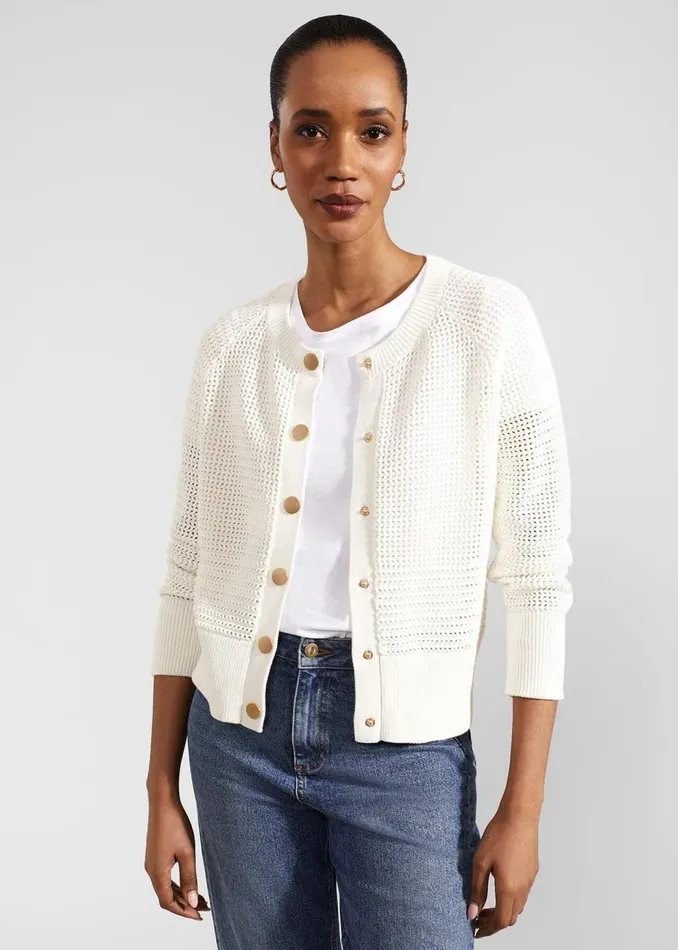Jumpers and Cardigans Women HOBBS Florentina Cotton Cardigan Ivory