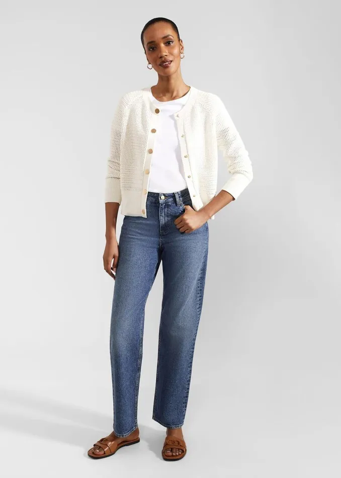 Jumpers and Cardigans Women HOBBS Florentina Cotton Cardigan Ivory