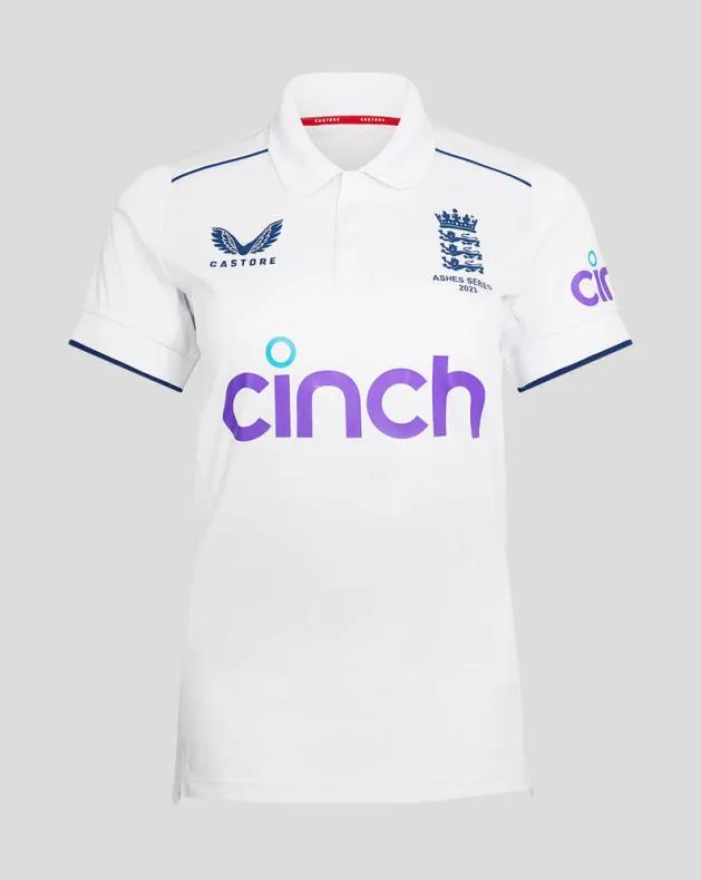 Junior Castore Junior England Cricket Ashes Polo Shirt 8211 White