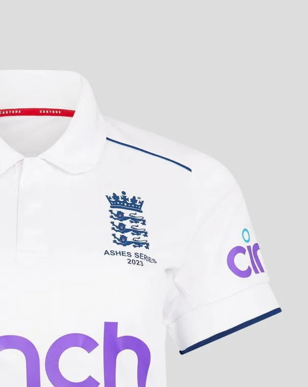 Junior Castore Junior England Cricket Ashes Polo Shirt 8211 White