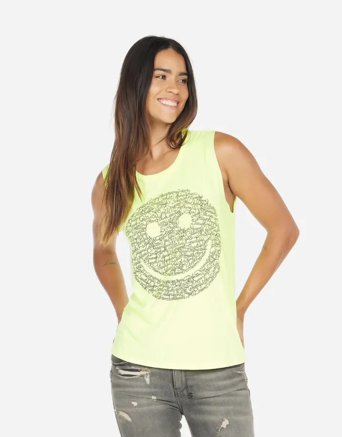 Kel Positive Happyface Neon Citrus Women039s Lauren Moshi Tanks