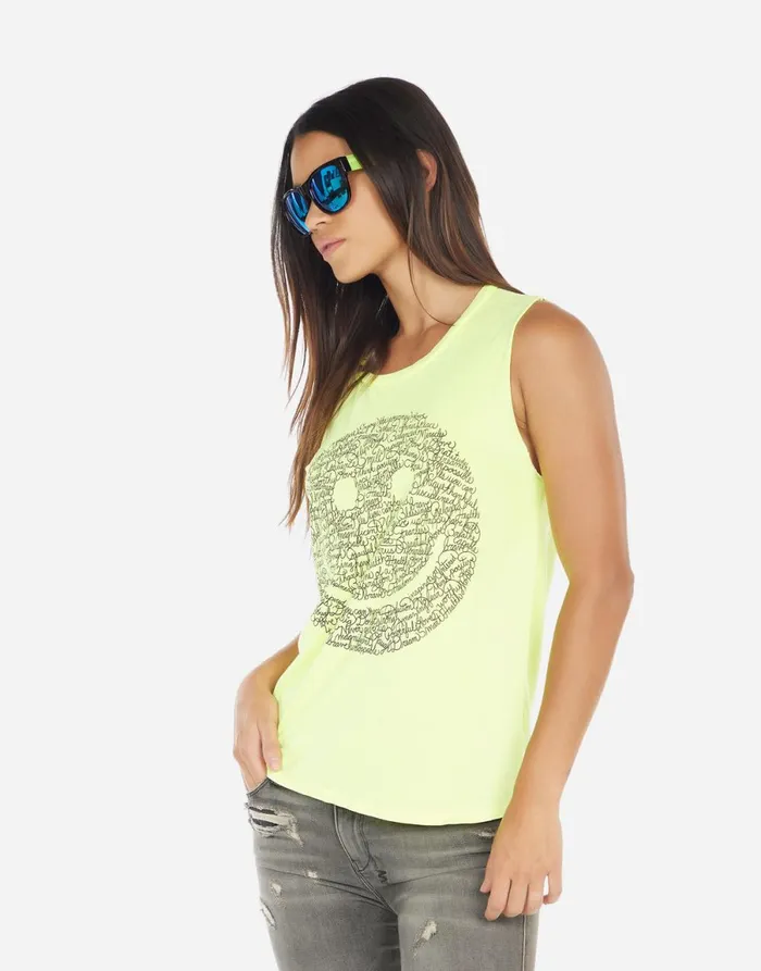 Kel Positive Happyface Neon Citrus Women039s Lauren Moshi Tanks