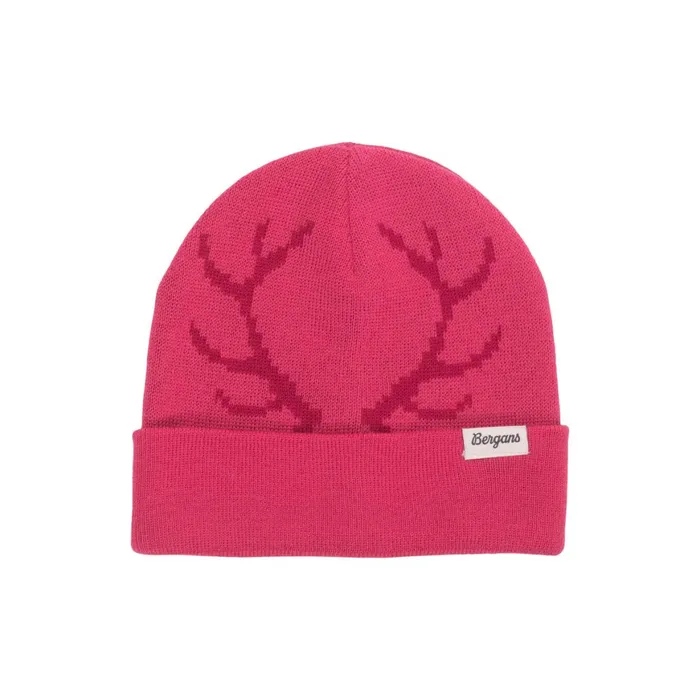 Kids Bergans Of Norway Beanies And Balaclava Antlers Beanie Raspberry Pink Raspberry Red