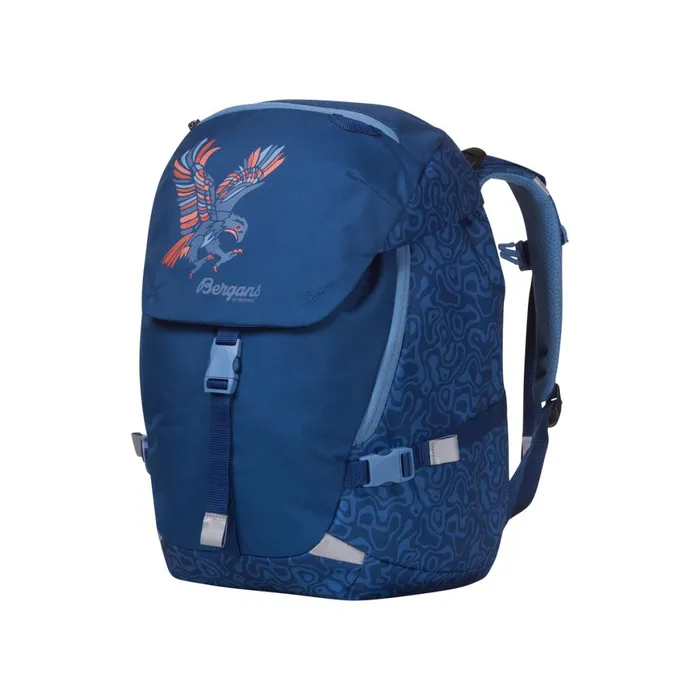 Kids Bergans Of Norway School Backpacks Aksla 24 Lid Dark Riviera Blue Topo