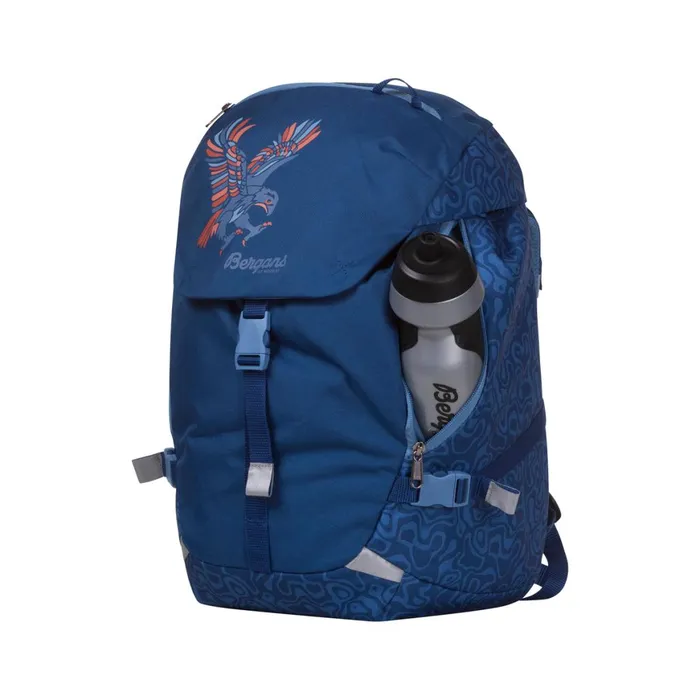 Kids Bergans Of Norway School Backpacks Aksla 24 Lid Dark Riviera Blue Topo