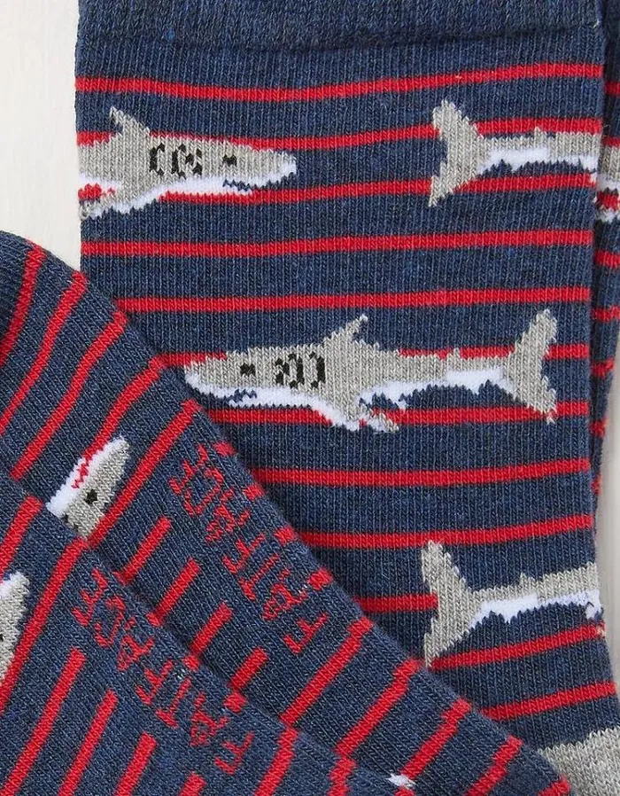 Kids FatFace Buy 2 Get 1 Free Socks 1 Pack Shark Socks Navy