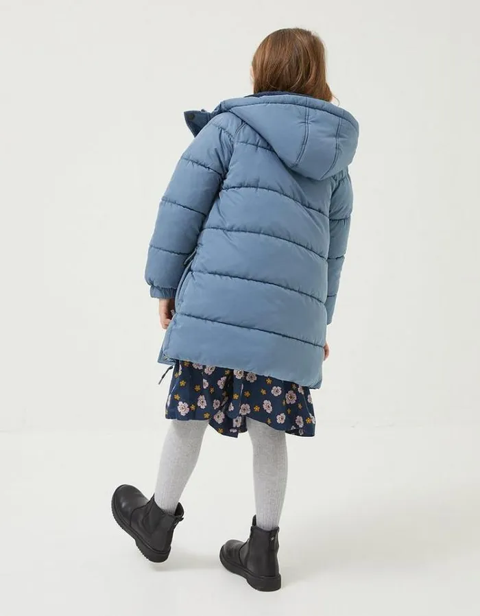 Kids FatFace Kids039 Sale Leo Longline Coat Steel Blue