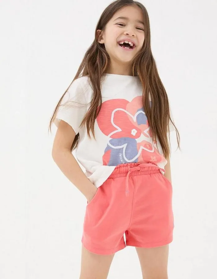 Kids FatFace Multipacks Two Pack Jersey Shorts Coral Pink