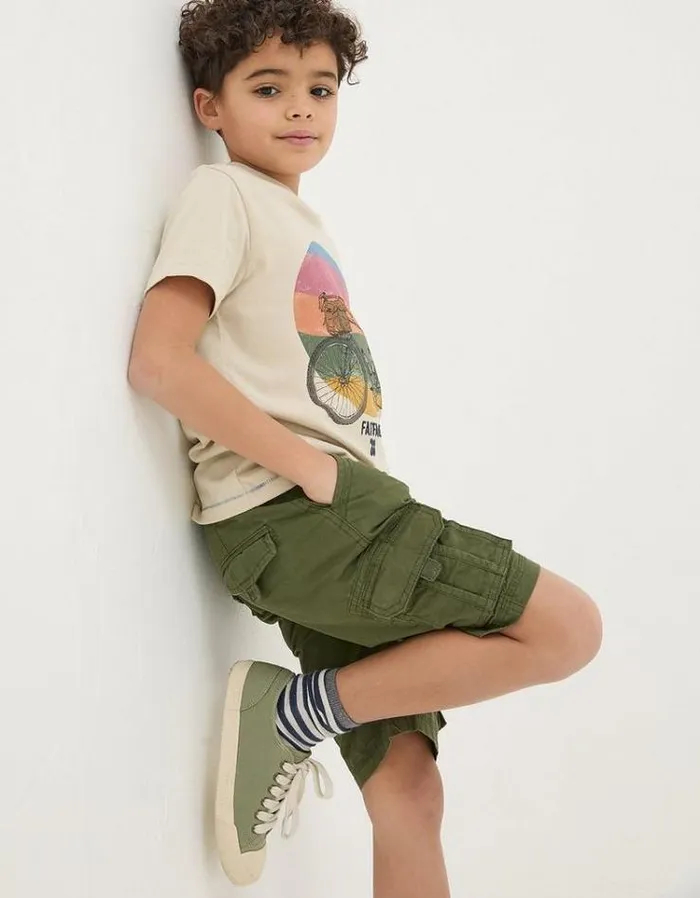 Kids FatFace Shorts Lulworth Cargo Shorts Khaki Green